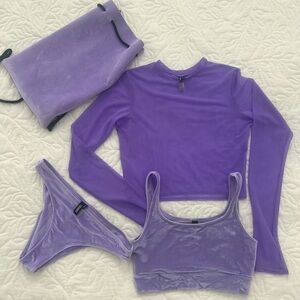 Triangle Purple swimming Set with bag, size L